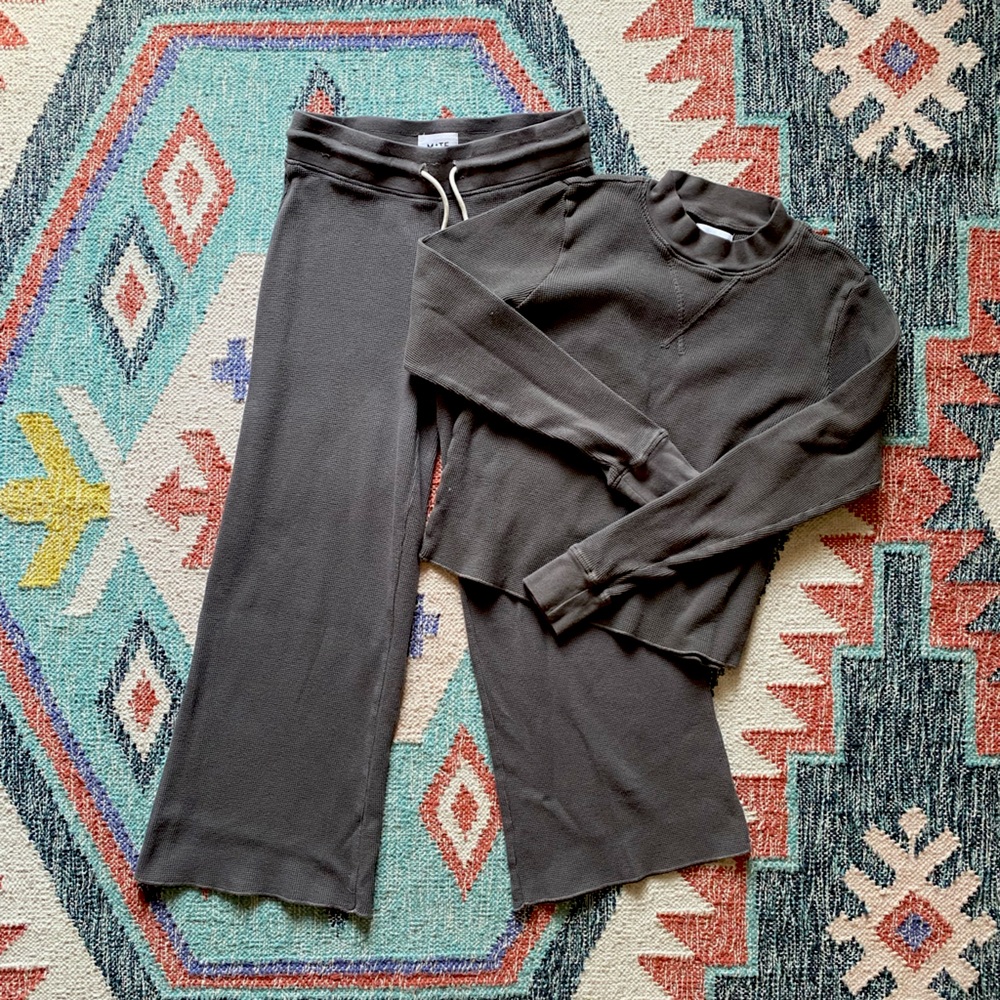 Mate the Label cozy thermal knit lounge set, size XS